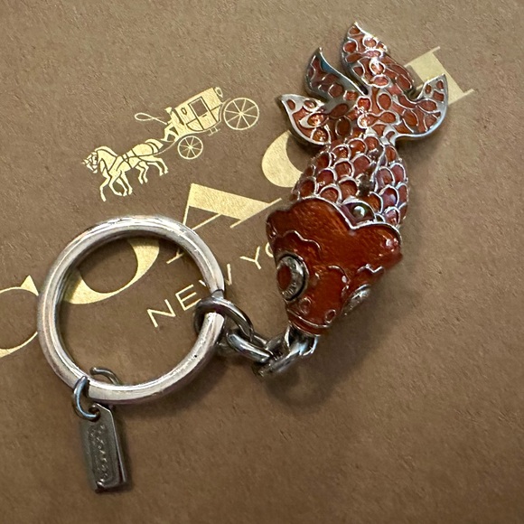 Coach Limited Edition 3D Movable Coral Metal Koi Fish Keychain Fob Bag Charm - Picture 12 of 16